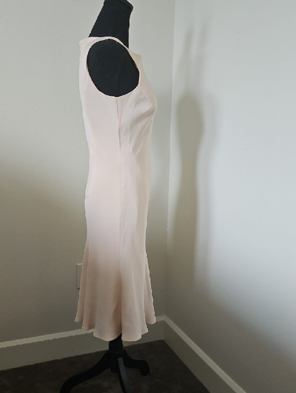 100% Peach-Pink Silk Slip Dress - Picture 4 of 6
